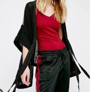 Free People Black Cotton Kimono Sweater